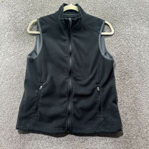 LL Bean Polartec Fleece‎ Vest Women Small Black Full Zip Mock Neck Pockets